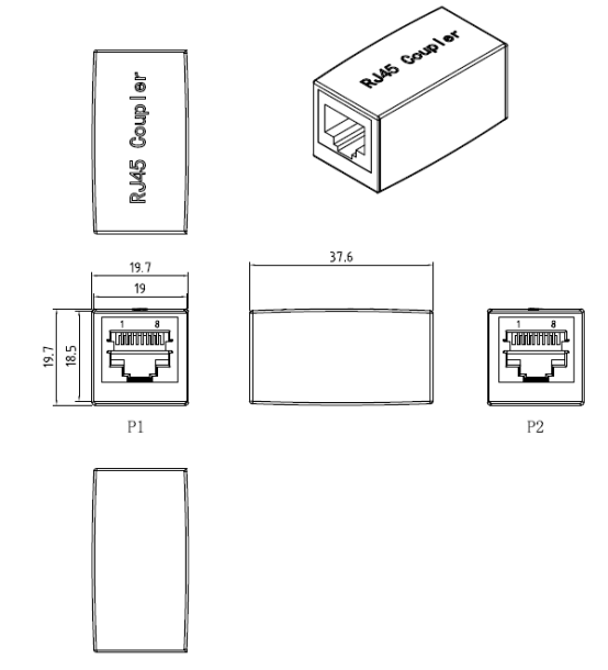 aschio RJ45 A USB Af Una Presa Adattatore Feinile Lan Di Rete Spina