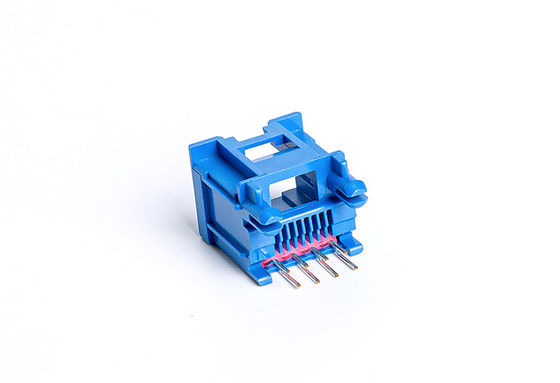 Blue Pbt Ul94v-0 Fcc Part 8p8c Pcb Mount Rj45 Connector UnShield TM52T811SXX4Z