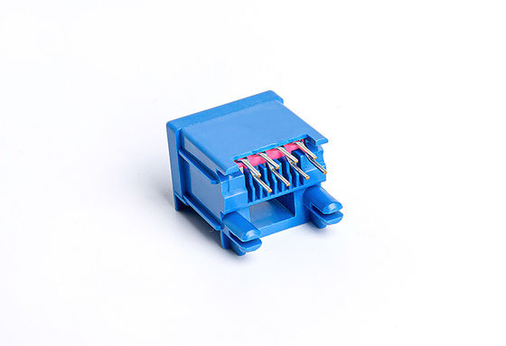 Blue Pbt Ul94v-0 Fcc Part 8p8c Pcb Mount Rj45 Connector UnShield TM52T811SXX4Z
