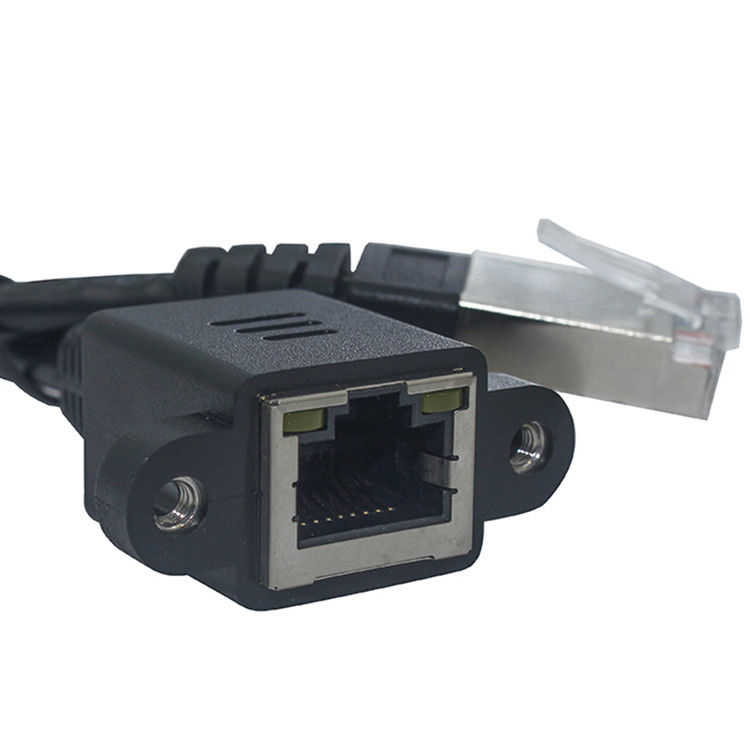Pure Copper Male To Female RJ45 Extension Cable With Ear Fixed Screw Hole